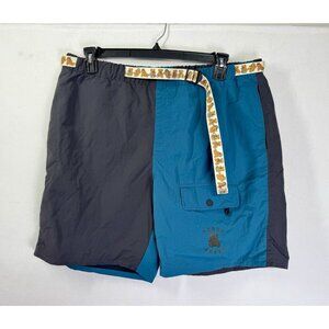 Teddy Fresh Two-Tone Teal and Charcoal Flat Front Shorts
